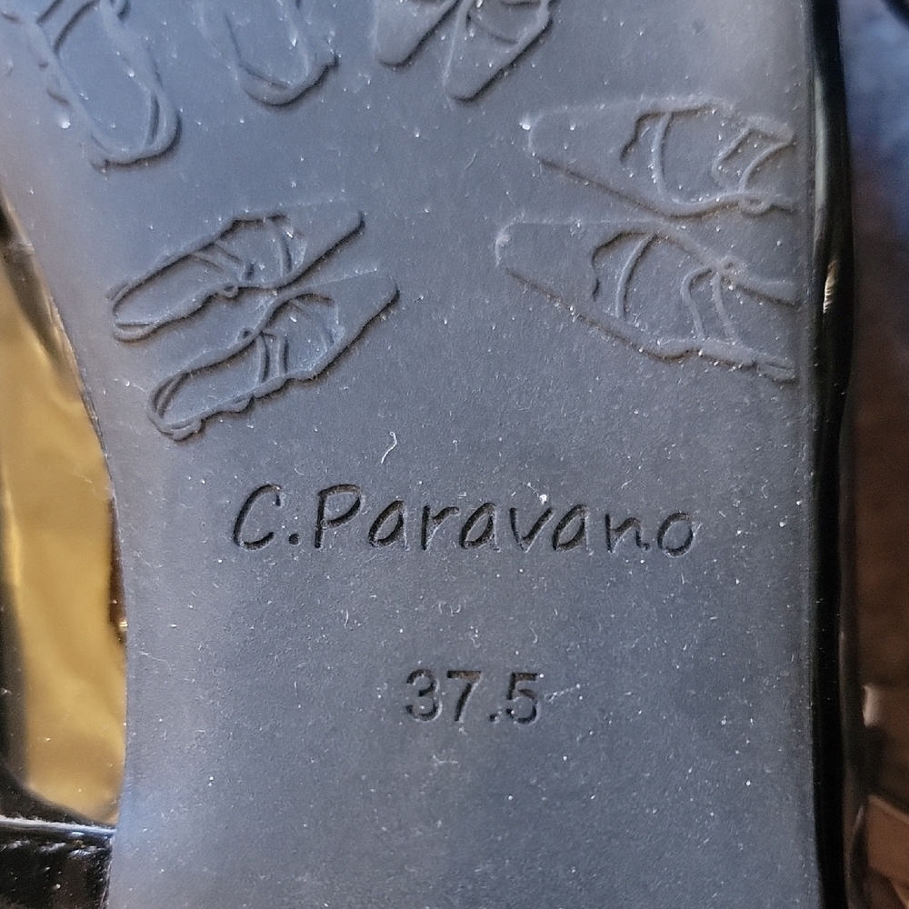 C. Paravano Elegant Black Patent Leather Mary Jane Flats. 37.5 = 7 1/2 - Picture 5 of 5